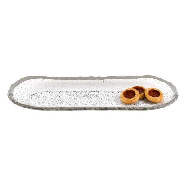 18 Mouth Blown Oval Edge Silver Platter - Image 2