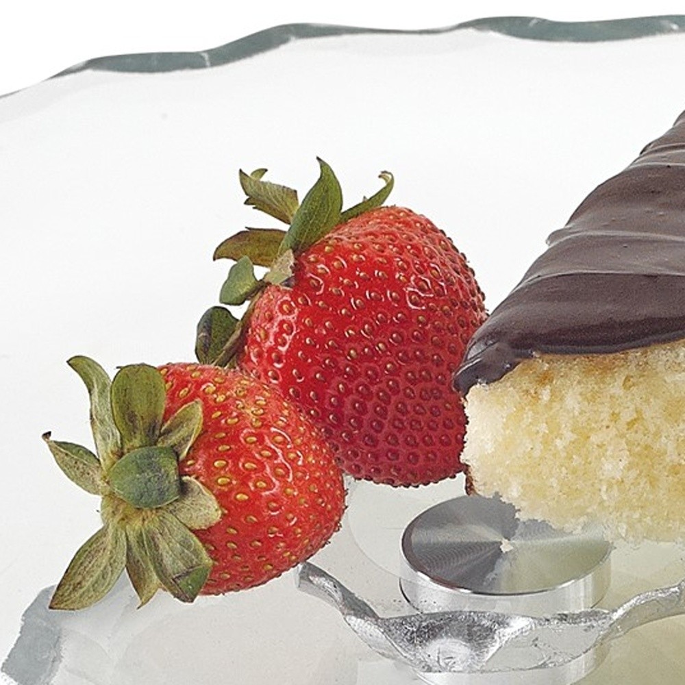 13 Hand Decorated Chiseled Edge Silver Turning Platter - Image 3