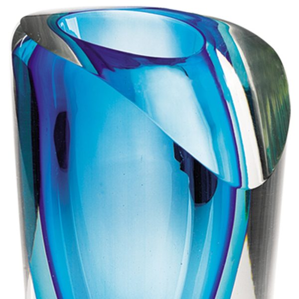75 Mouth Blown Glass Blue Vase - Image 4