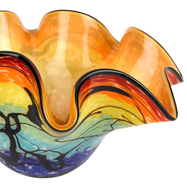 17 Mouth Blown Floppy Design Art Glass Centerpiece Bowl - Image 2