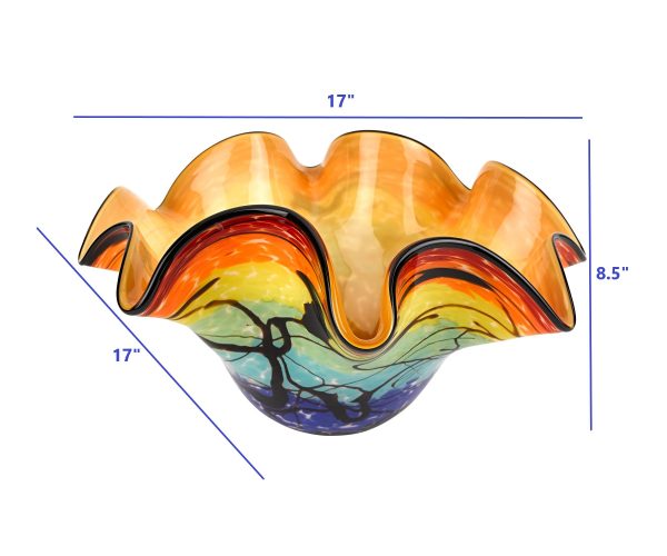 17 Mouth Blown Floppy Design Art Glass Centerpiece Bowl - Image 4
