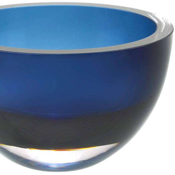 6 Mouth Blown European Made Lead Free Midnight Blue Crystal Bowl - Image 2
