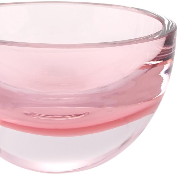 6 Mouth Blown European Made Lead Free Pink Crystal Bowl - Image 2