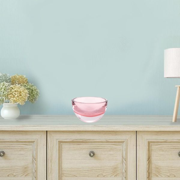 6 Mouth Blown European Made Lead Free Pink Crystal Bowl - Image 3