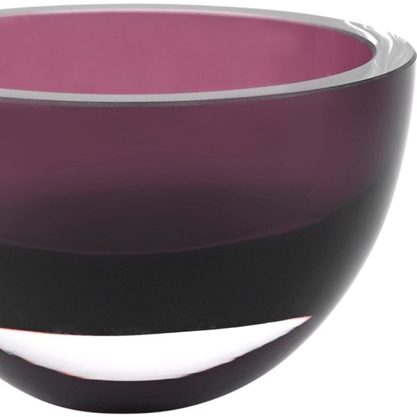 6 Mouth Blown European Made Lead Free Purple Crystal Bowl - Image 2