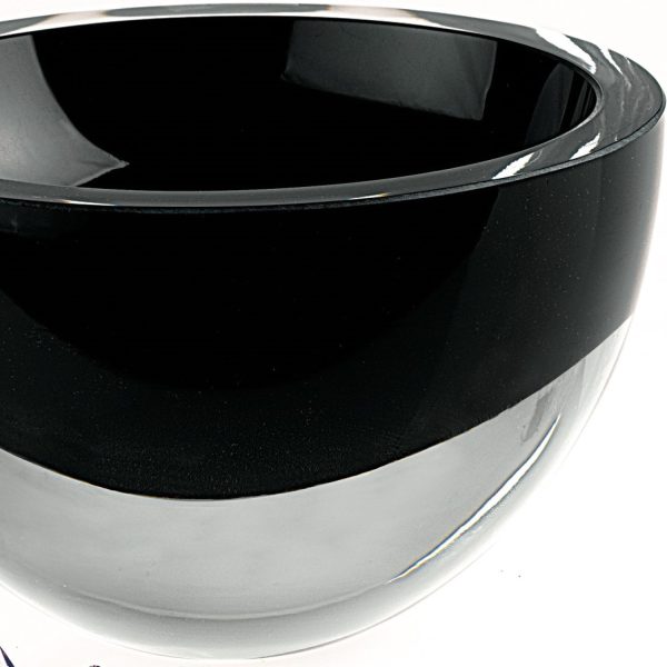 6 Mouth Blown Crystal European Made Lead Free Jet Black Bowl - Image 2