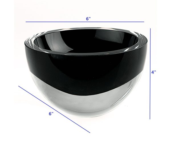 6 Mouth Blown Crystal European Made Lead Free Jet Black Bowl - Image 4