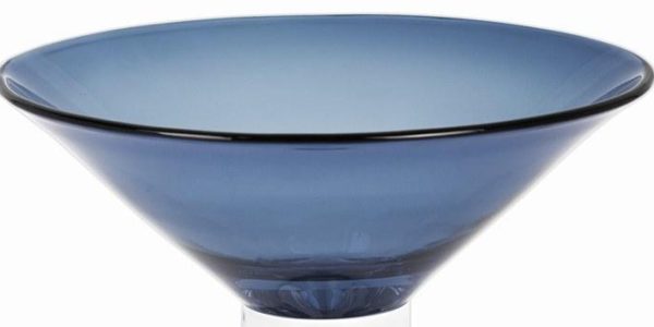 12 Mouth Blown Crystal Midnight Blue Centerpiece  Bowl - Image 2