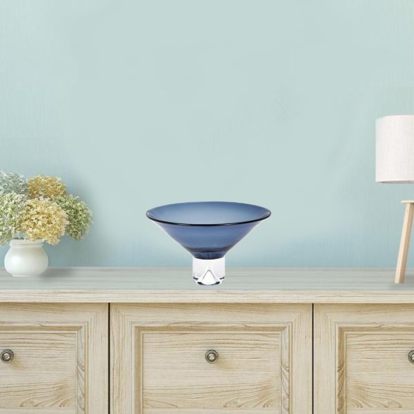 12 Mouth Blown Crystal Midnight Blue Centerpiece  Bowl - Image 3
