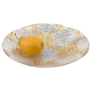 Silver and  Gold Cubes Hand Decorated Glass 12 Bowl