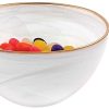 6 Hand Crafted White Gold Glass Bowl With Gold Rim - Image 2