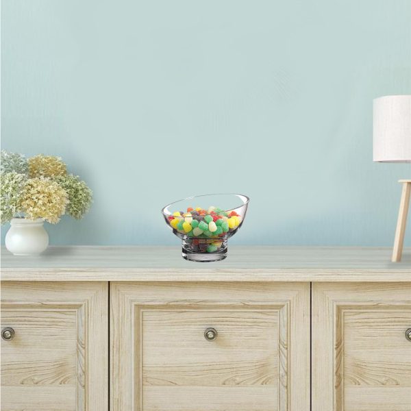 7 Mouth Blown Lead Free Slant Cut Candy Serving Glass Bowl - Image 3
