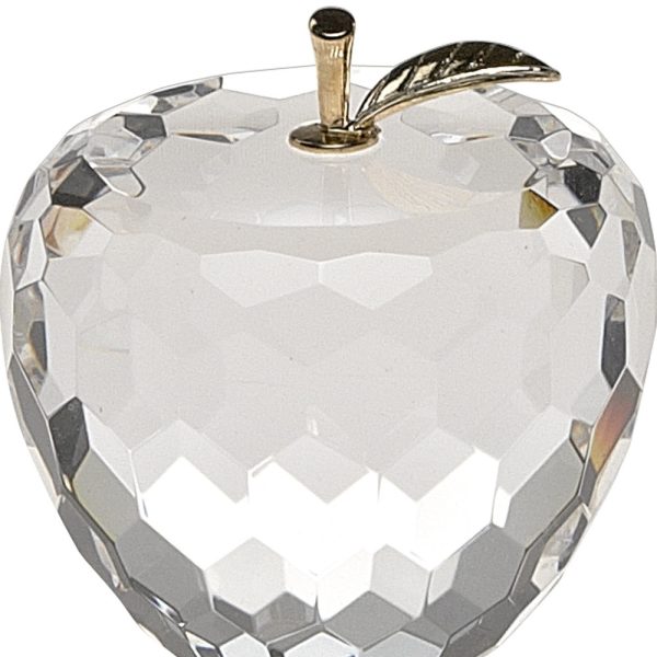Gold Crystal Faceted Apple Paperweight with Gold Leaf - Image 4