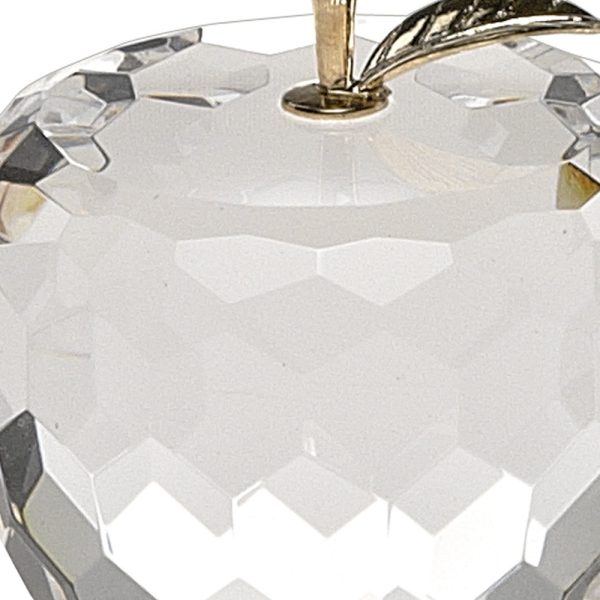 Gold Crystal Faceted Apple Paperweight with Gold Leaf - Image 5