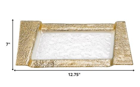 13" Handcrafted Gold Snack or Vanity Tray - Image 2