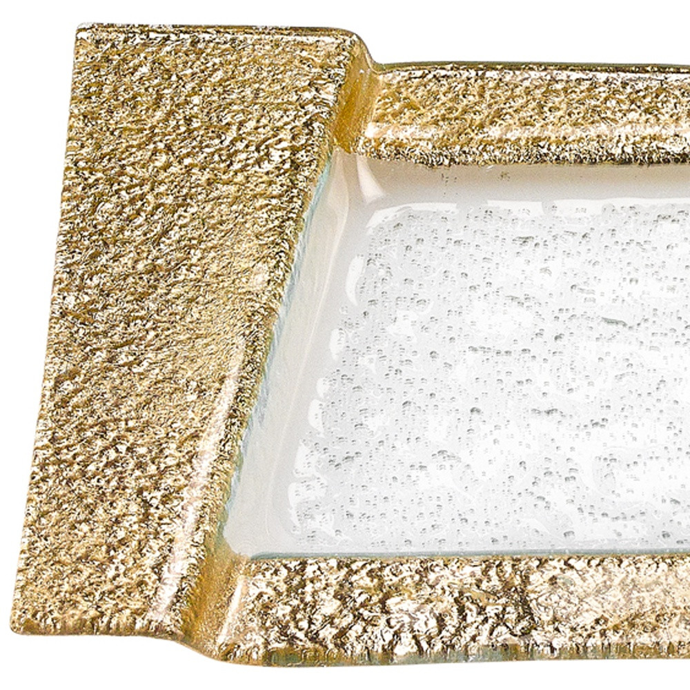 13" Handcrafted Gold Snack or Vanity Tray - Image 4