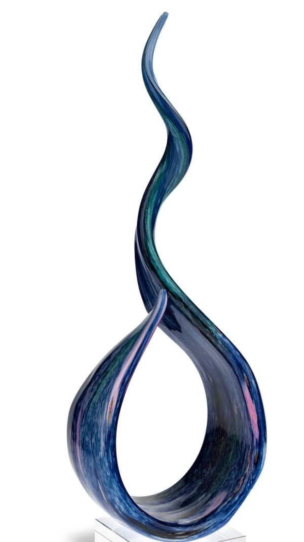 18 MultiColor Art Glass Centerpiece on Black Crystal Base - Image 2