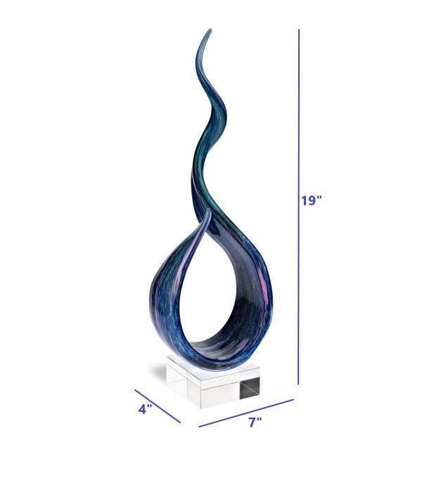 18 MultiColor Art Glass Centerpiece on Black Crystal Base - Image 4