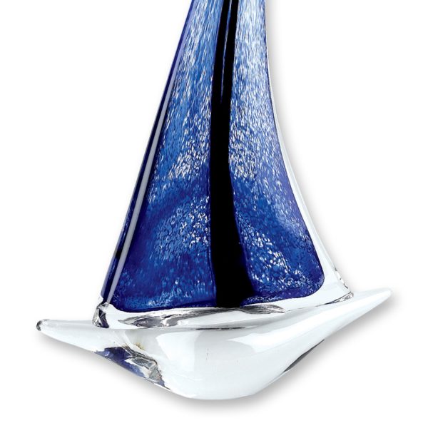 9 Blue Art Glass Sailboat - Image 2