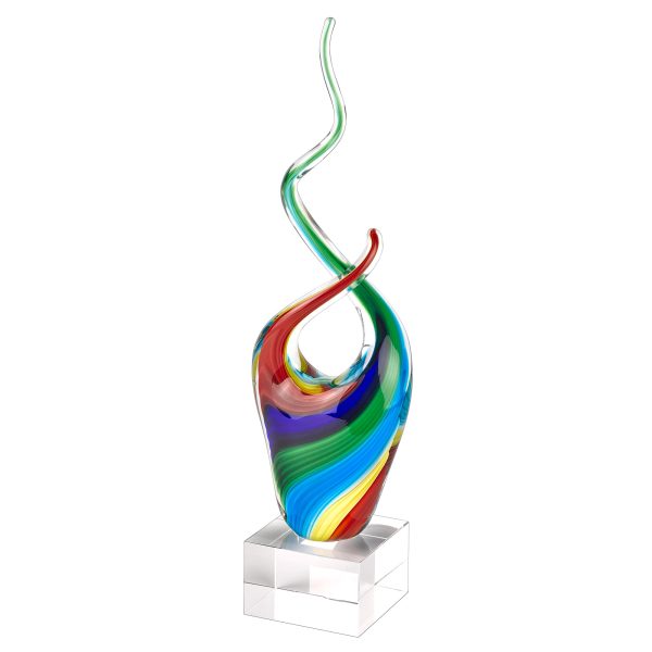 11 MultiColor Art Glass Abstract Centerpiece on Crystal Base - Image 3