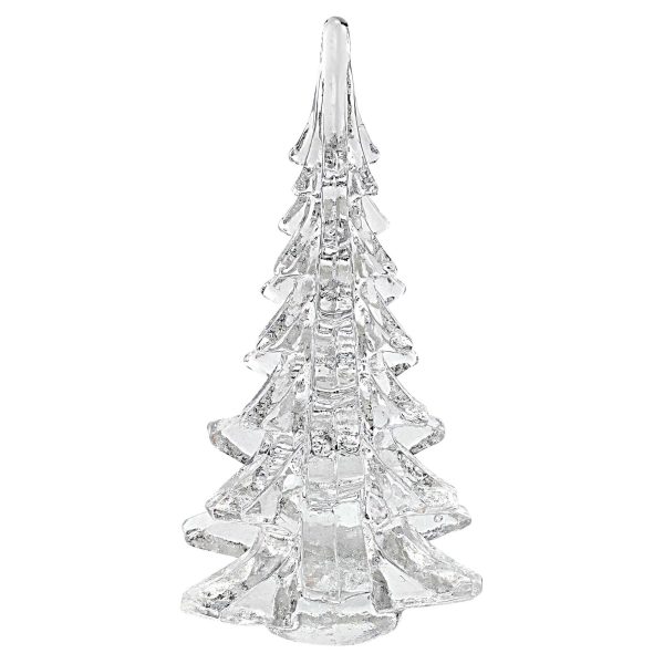 10" Mouth Blown Clear Glass Christmas Tree Sculpture - Image 3