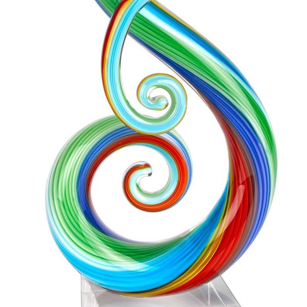 11 MultiColor Art Glass Note Centerpiece on Crystal Base - Image 2