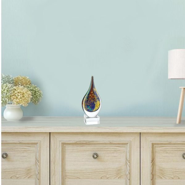 12 MultiColor Art Glass Teardrop on Crystal Base - Image 3