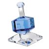 3 Mouth Blown Blue Dreidel On Crystal Stand - Image 2