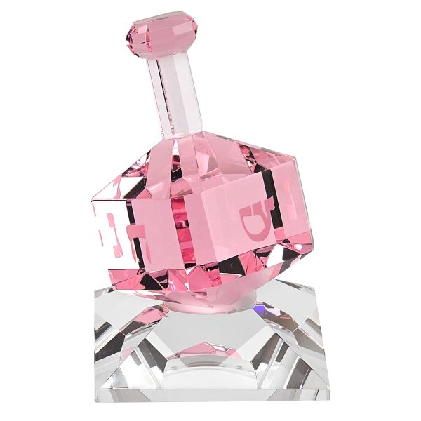 3 Mouth Blown Pink Dreidel On Crystal Stand - Image 3