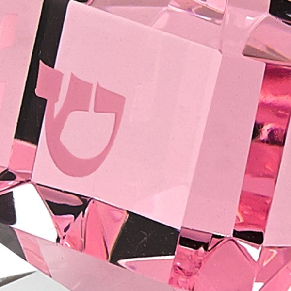 3 Mouth Blown Pink Dreidel On Crystal Stand - Image 5