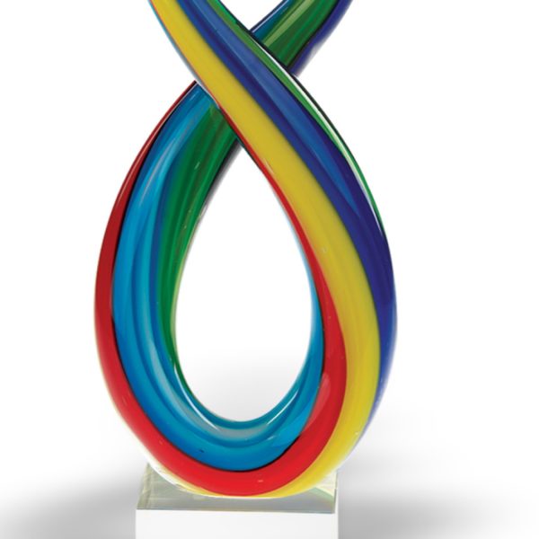 14 Mouth Blown Art Glass Rainbow Centerpiece on Base - Image 2