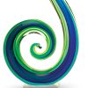 14 Mouth Blown Art Glass Blue and Green Centerpiece on Base - Image 2