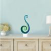 14 Mouth Blown Art Glass Blue and Green Centerpiece on Base - Image 3