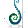 14 Mouth Blown Art Glass Blue and Green Centerpiece on Base - Image 4