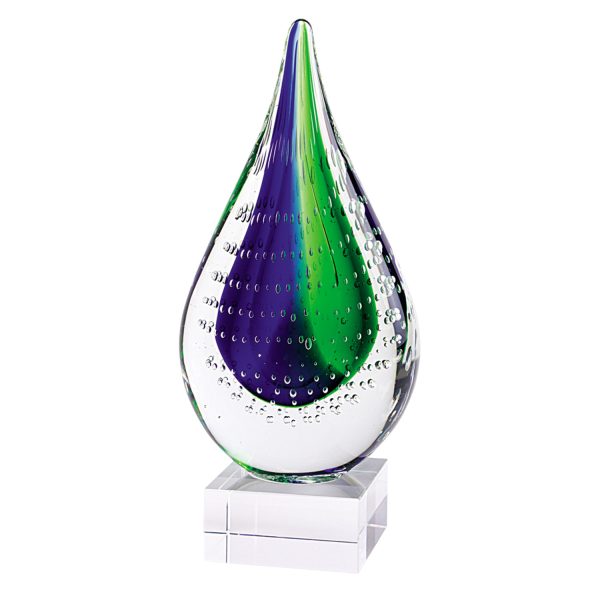 11 Mouth Blown Teardrop Centerpiece on Crystal Base - Image 3