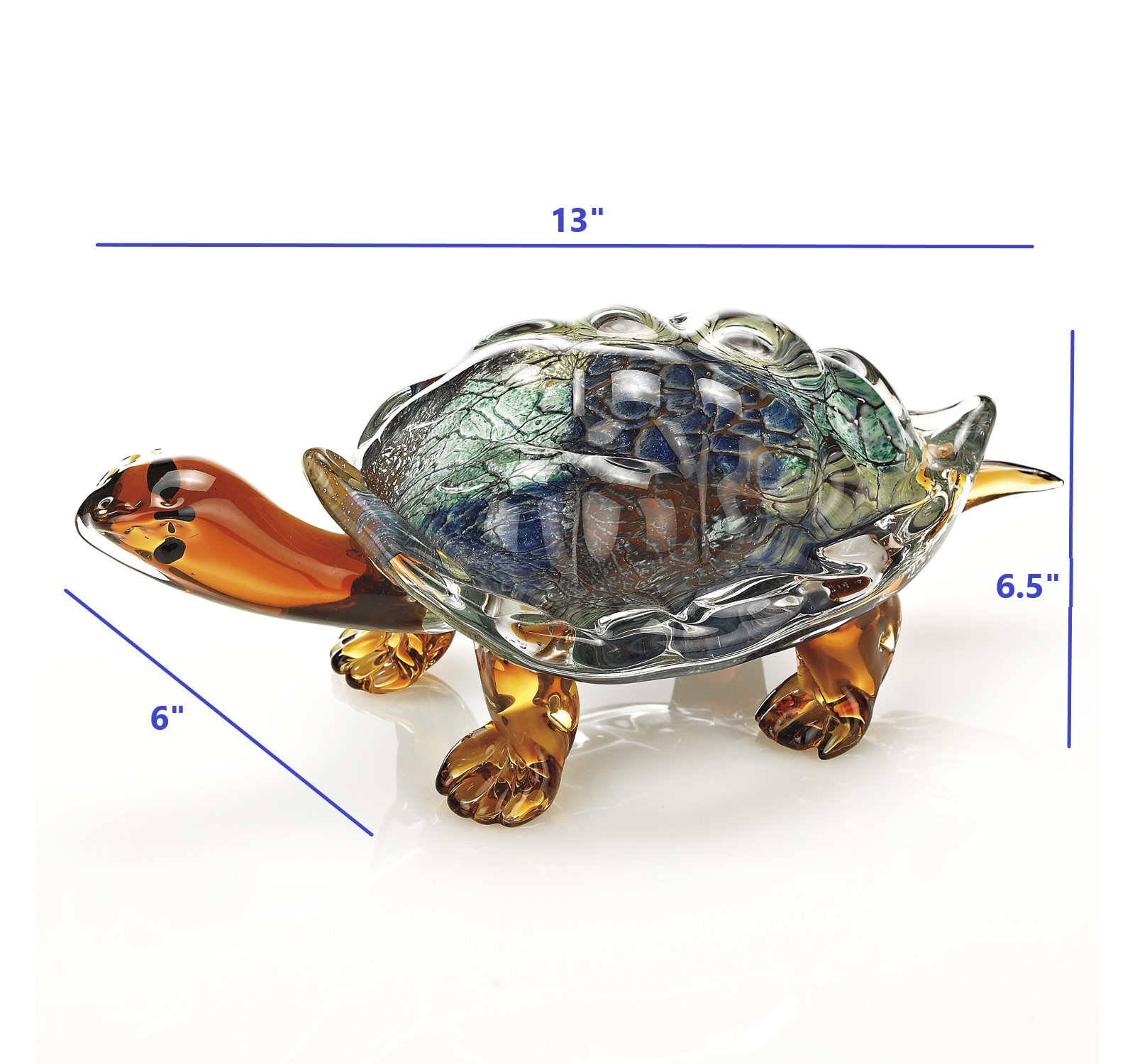 6 Mouth Blown Turtle Art Glass - Image 4