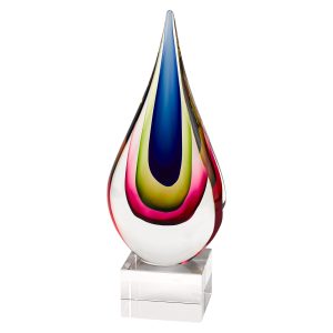 11 Mouth Blown Teardrop Centerpiece on Crystal Base