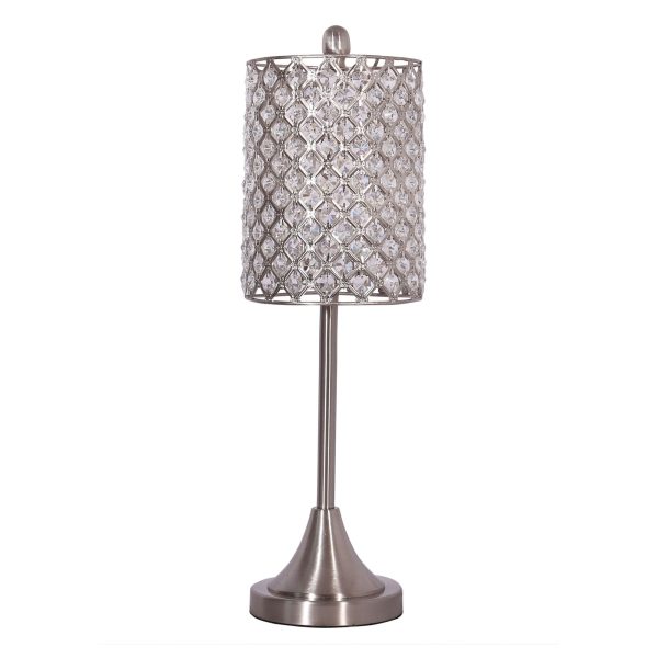Set of 2 Metal Table Lamps with Crystal Bead Shade - Image 3