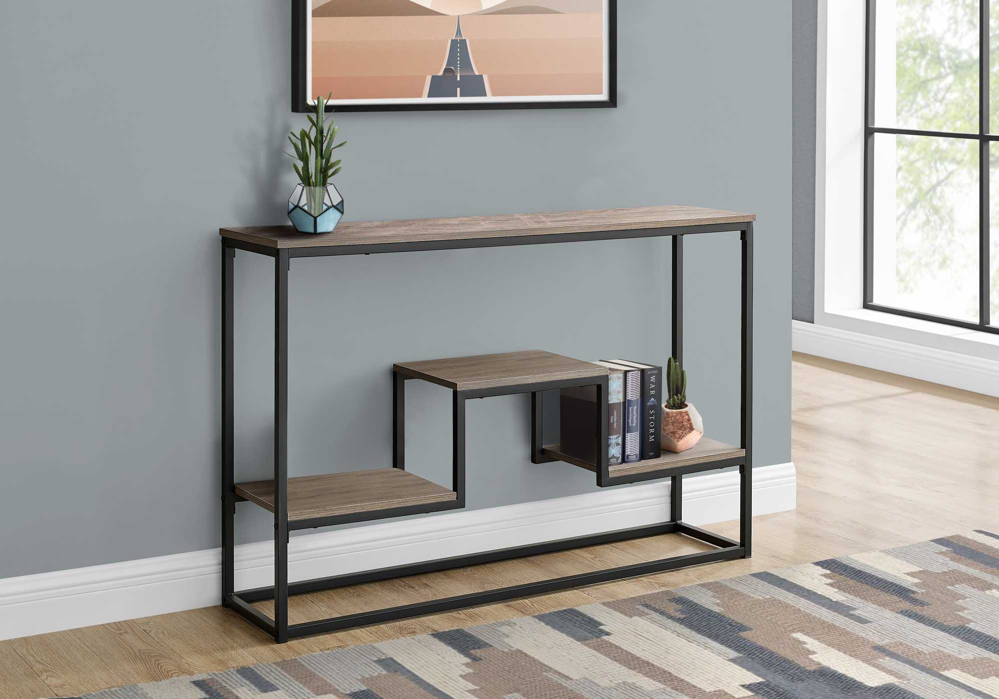48" Rectangular Taupe Wood Look Hall Console Accent Table - Image 3