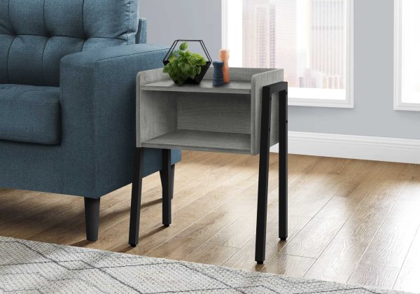 23" Rectangular Grey and Black Metal Accent Table - Image 3