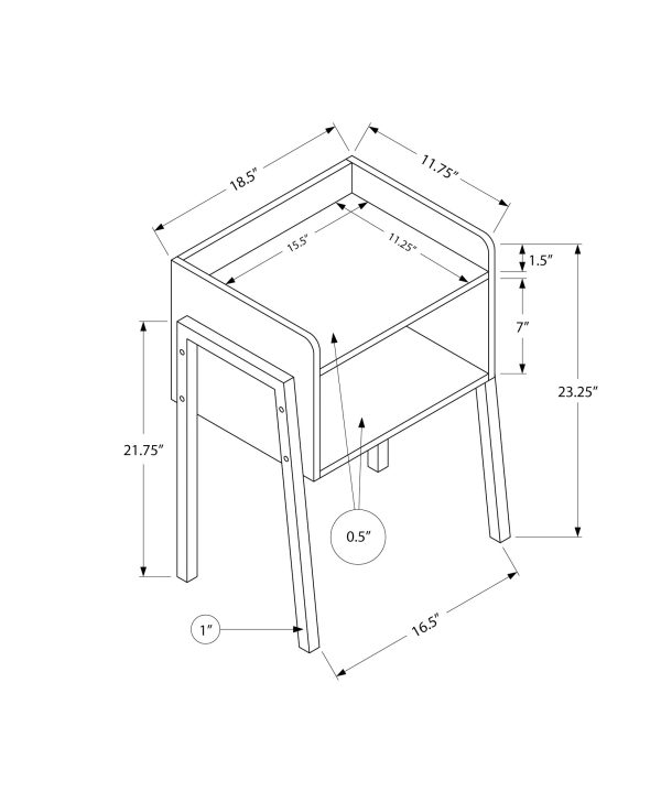 23" Rectangular Grey and Black Metal Accent Table - Image 4