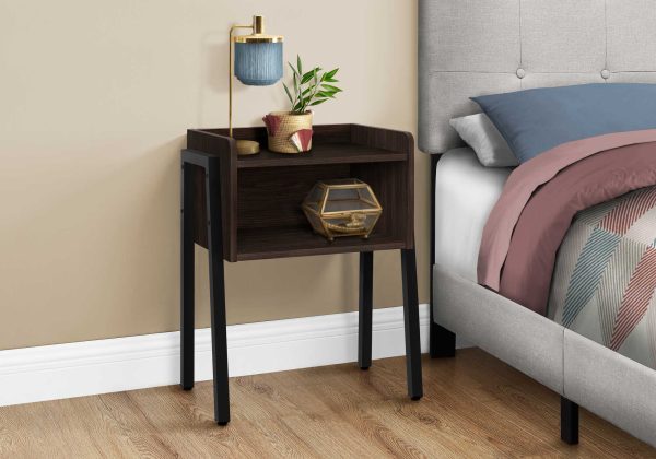 23" Rectangular Espresso Accent Table with Black Metal Legs - Image 2