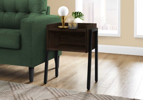 23" Rectangular Espresso Accent Table with Black Metal Legs - Image 3