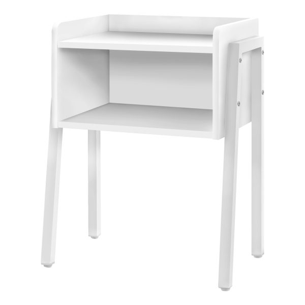 23" Rectangular White Accent Table with White Metal Legs