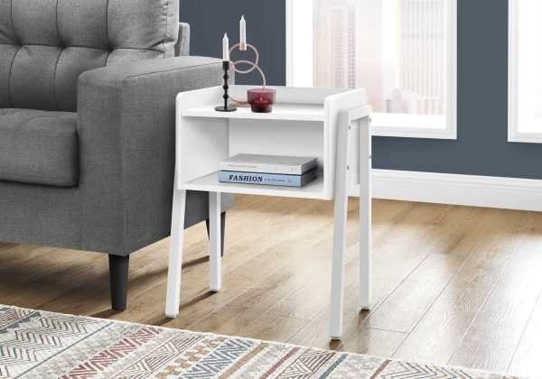 23" Rectangular White Accent Table with White Metal Legs - Image 3