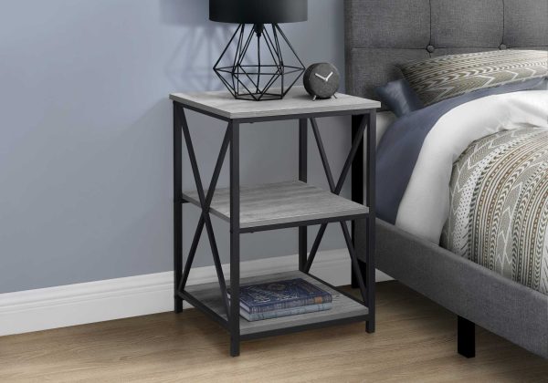 26" Rectangular Grey Black Metal Accent Table - Image 2