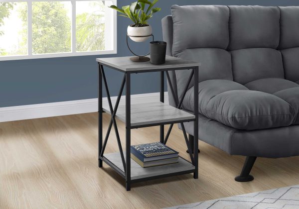 26" Rectangular Grey Black Metal Accent Table - Image 3