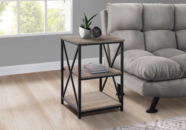 26" Rectangular Dark Taupe Black Metal Accent Table - Image 3