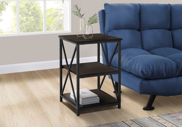 26" Rectangular Espresso Black Metal Accent Table - Image 3