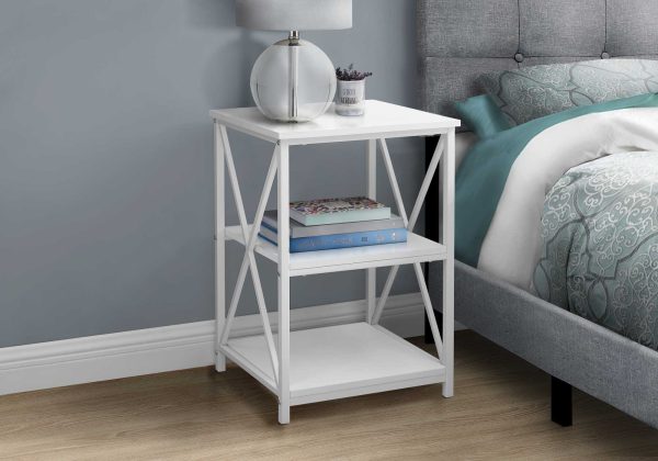 26" Rectangular White White Metal Accent Table - Image 2